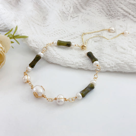 Süßwasserperlen & Abalone-Muschel Armband - SETL