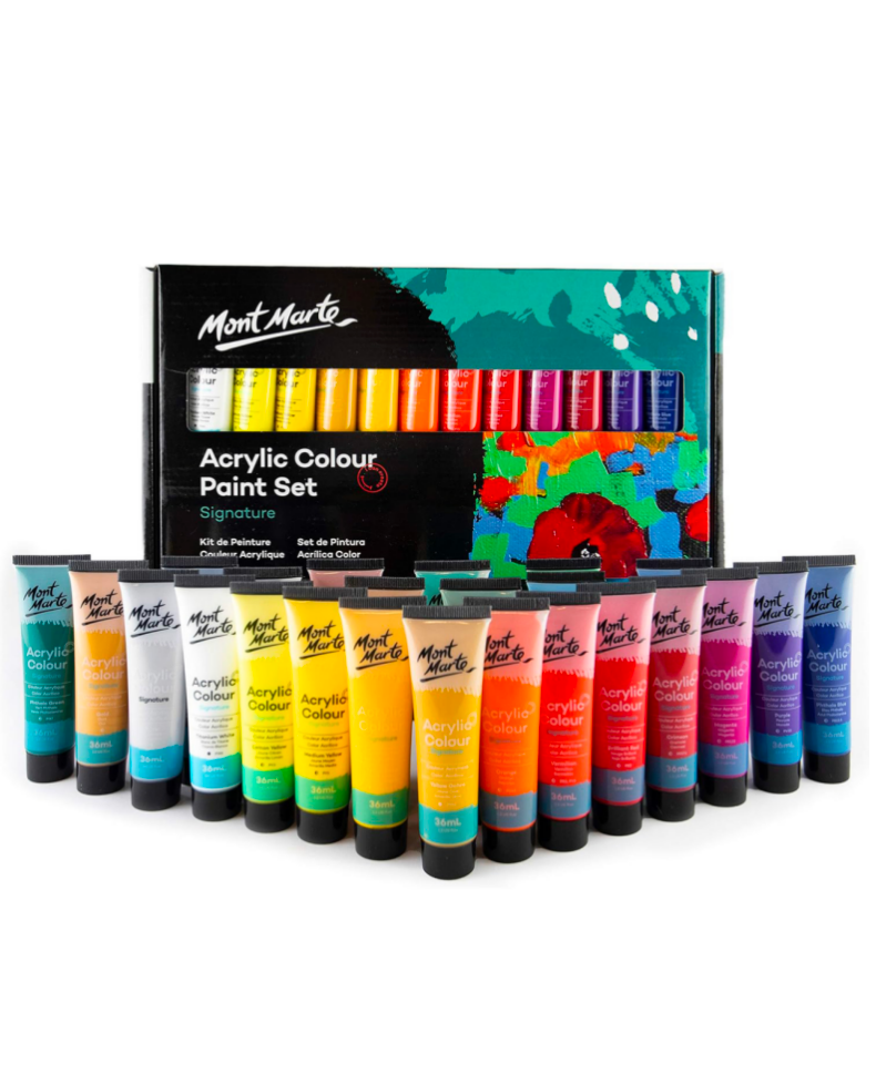 Mont Marte Acrylfarben Set Premium - 18 / 24 / 36 / 48 Farben x 36ml in Tuben
