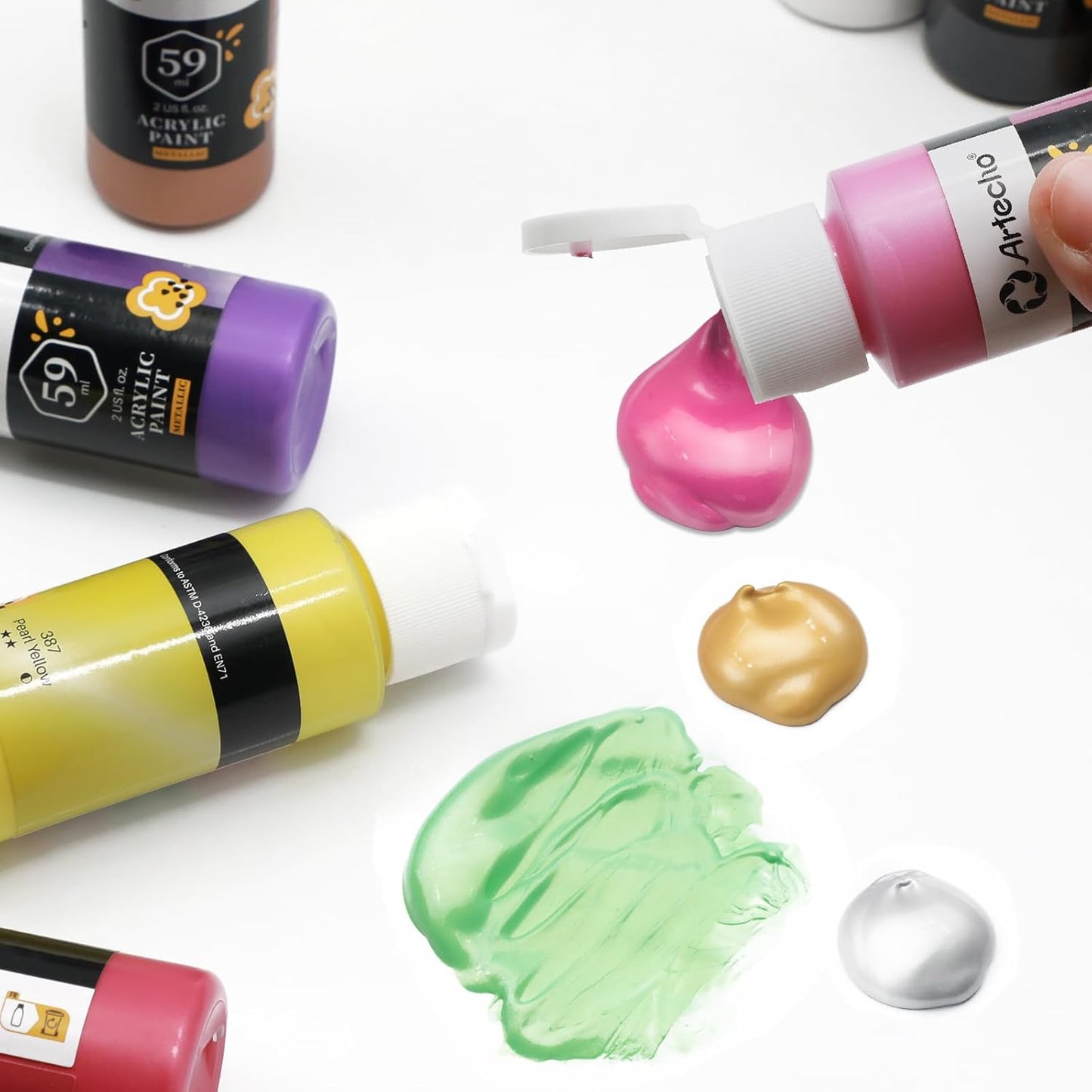Artecho Acrylfarben Set Metallic - 12× 59 ml in Flaschen