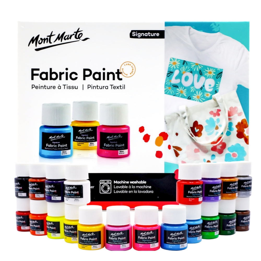 Mont Marte Textilfarben Set - 8 / 12 / 20 x20ml in Dosen - SETL