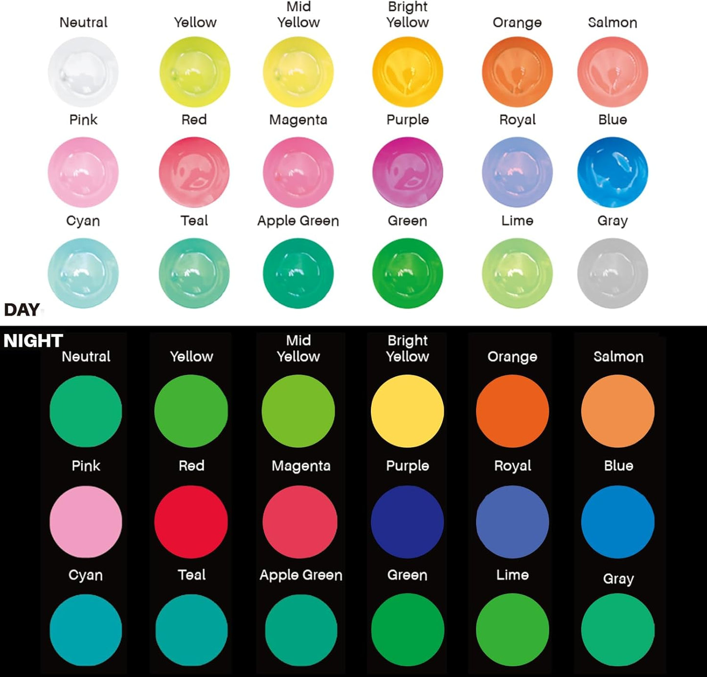 Artecho Glow & Neon Acrylfarben Set - 18 x 11 ml - SETL