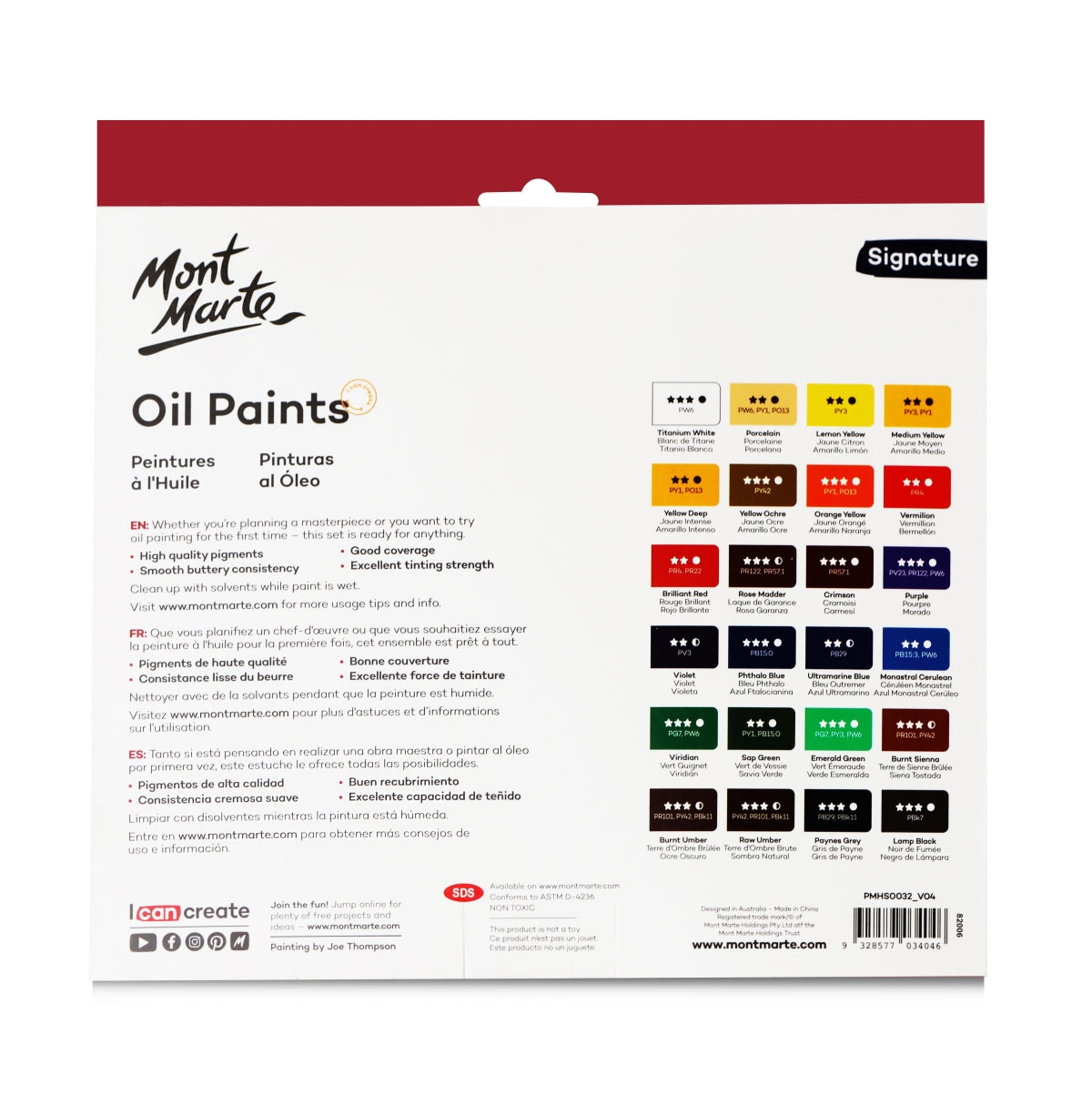 Mont Marte SIGNATURE Ölfarben Set – 24 x 12 ml - SETL