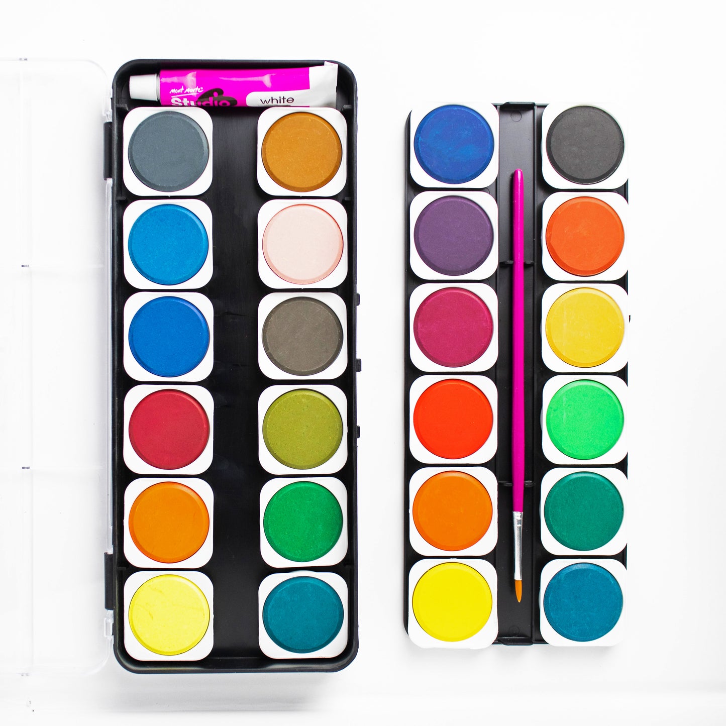 Mont Marte Aquarellmalset Discovery – 24 Farben mit 1 Pinsel und 1 Tube Deckweiß - SETL