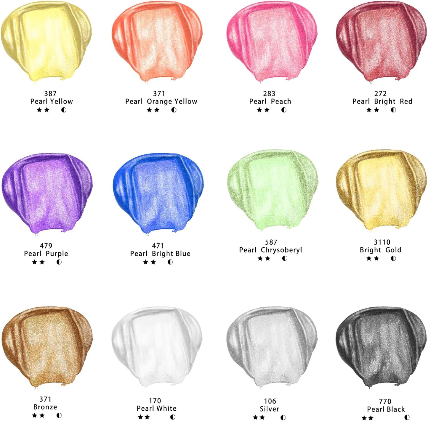 Artecho Acrylfarben Set Metallic - 12× 59 ml in Flaschen - SETL