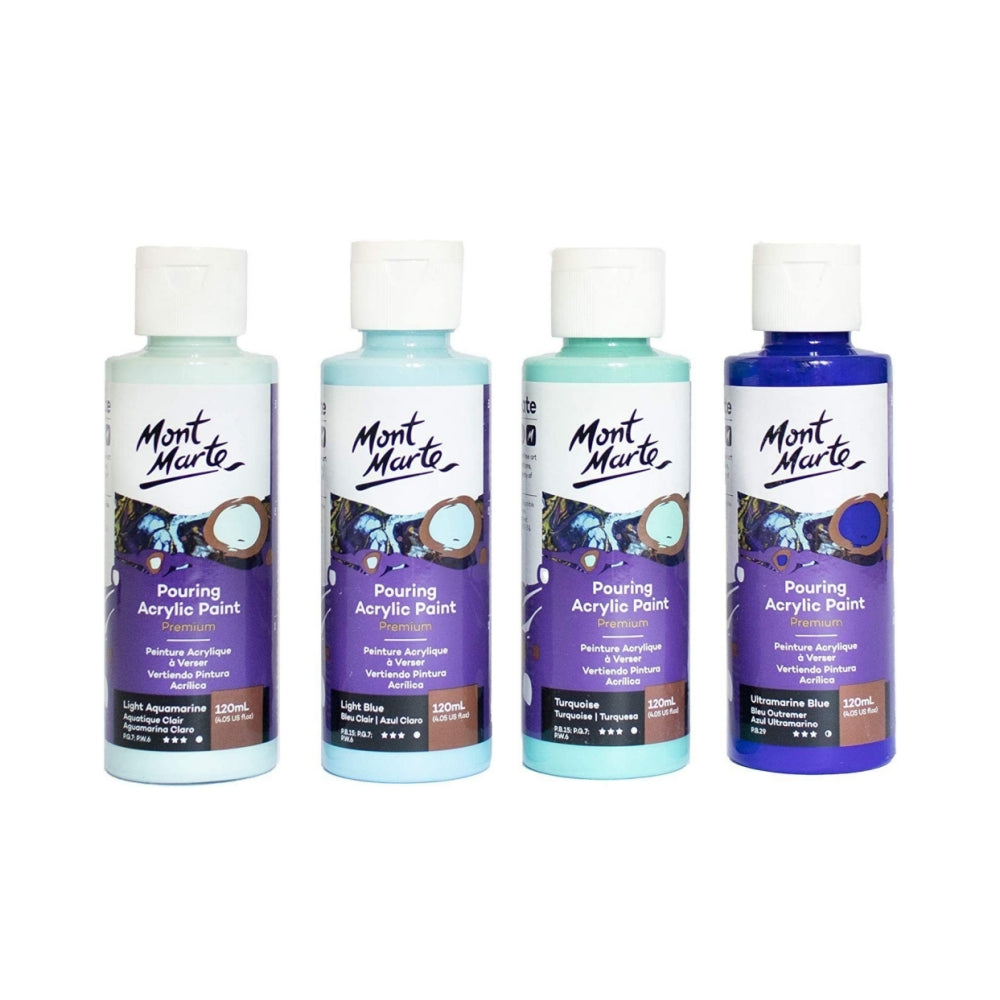 Mont Marte Premium Pouring Acrylfarbe - 4 x 120 ml - Farbe Marina