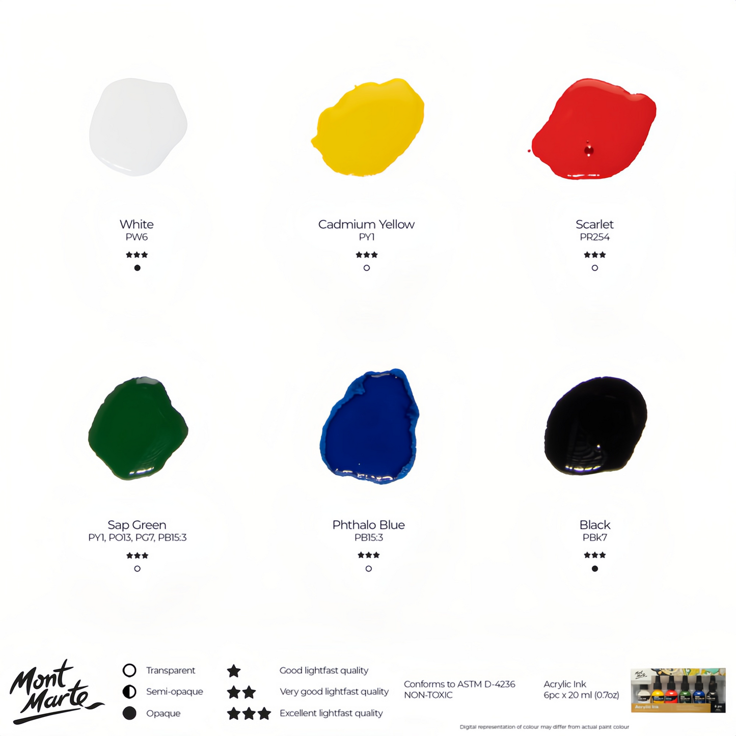 Mont Marte Premium Acryl Ink Set – 6 / 12 Farben - SETL