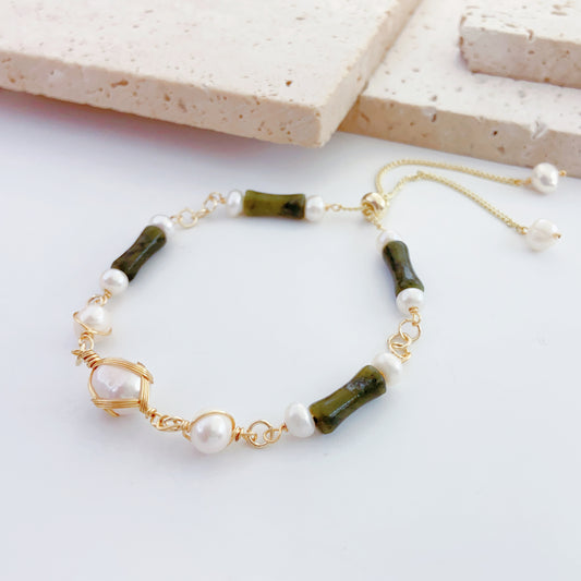 Süßwasserperlen & Abalone-Muschel Armband - SETL