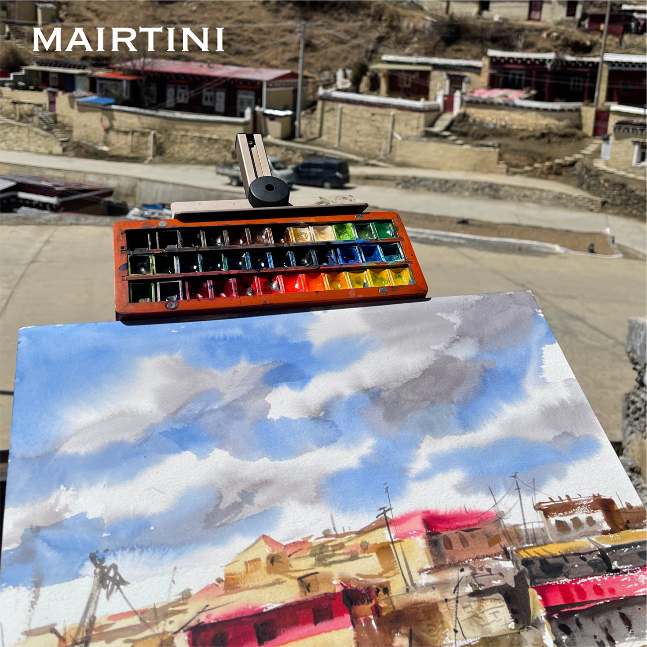 Mairtini Caravaggio Professionelles Aquarellfarbe Set - 12 / 24 / 36 Farben in halben Näpfchen - in eleganter Metall- oder Holzbox