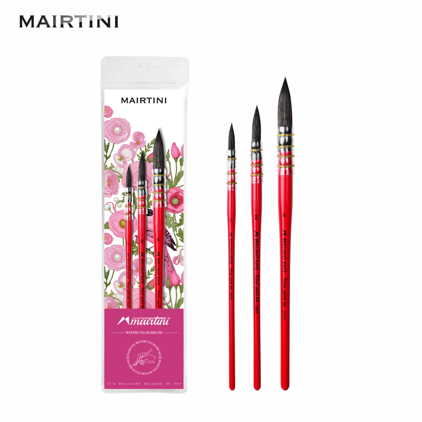 MAIRTINI SS93 Profi-Aquarellpinsel-Set (3-teilig) – Präzisionswerkzeuge für anspruchsvolle Aquarellmalerei