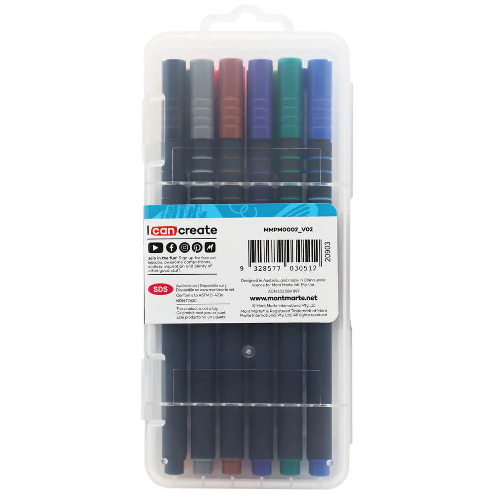 Mont Marte Signature Fineliner 12-teilig – 0,4 mm Spitze mit Soft Grip - SETL