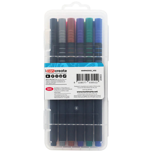 Mont Marte Signature Fineliner 12-teilig – 0,4 mm Spitze mit Soft Grip - SETL