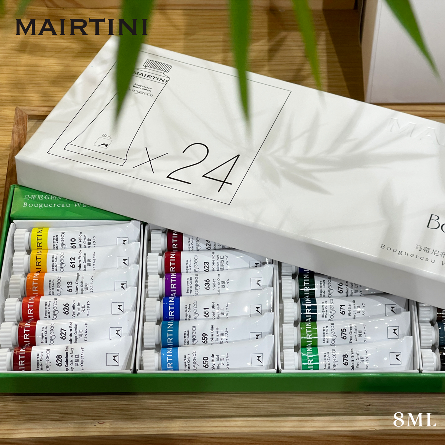 Mairtini Bouguereau Aquarellfarbe Künstler Set - 24 Farben x 8 ml oder 15 ml - Intensive, lichtechte Farben für beeindruckende Kunstwerke