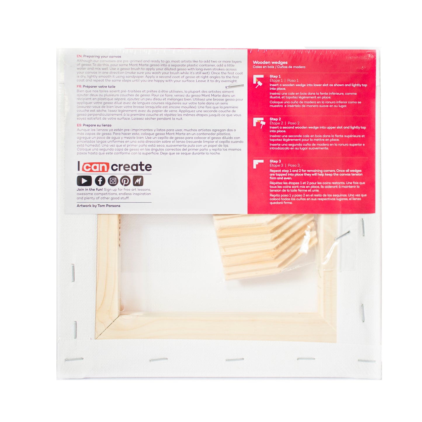 Mont Marte Keilrahmen 5 Stk. - 20 x 20 cm - mit Leinwand aus Baumwolle - SETL