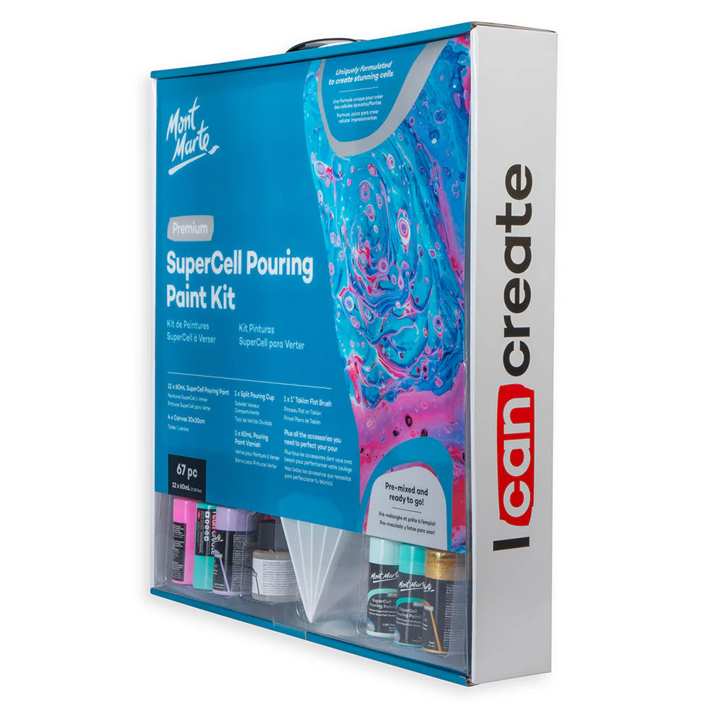 Mont Marte SuperCell Pouring Paint Kit Premium – 67-teiliges Set