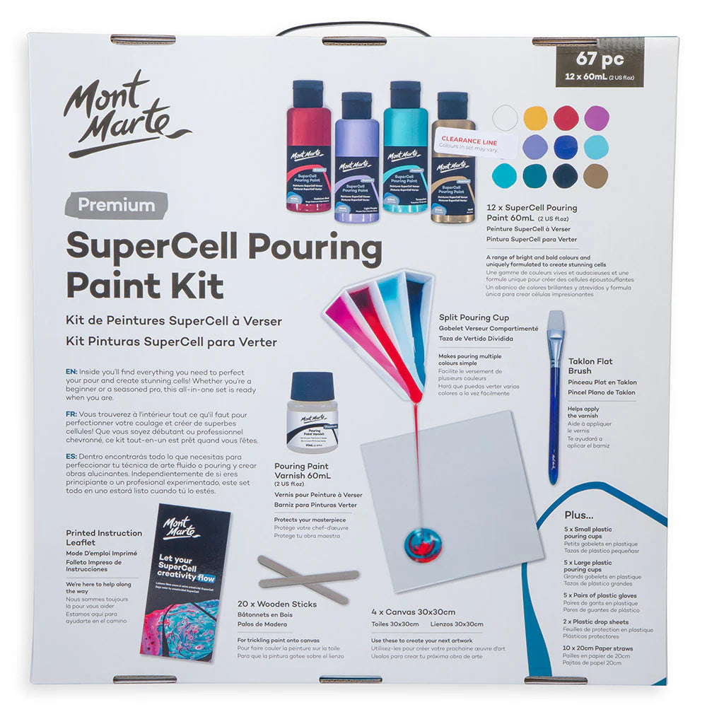 Mont Marte SuperCell Pouring Paint Kit Premium – 67-teiliges Set