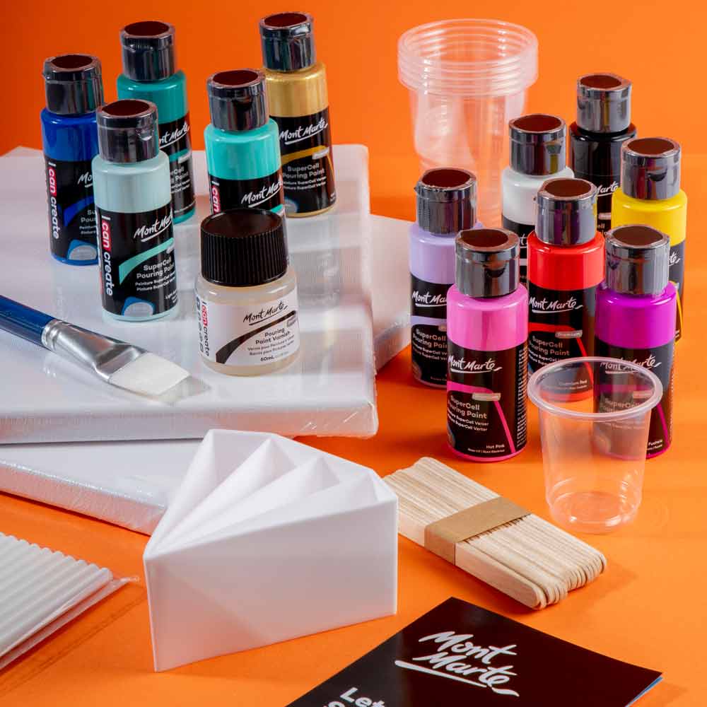 Mont Marte SuperCell Pouring Paint Kit Premium – 67-teiliges Set