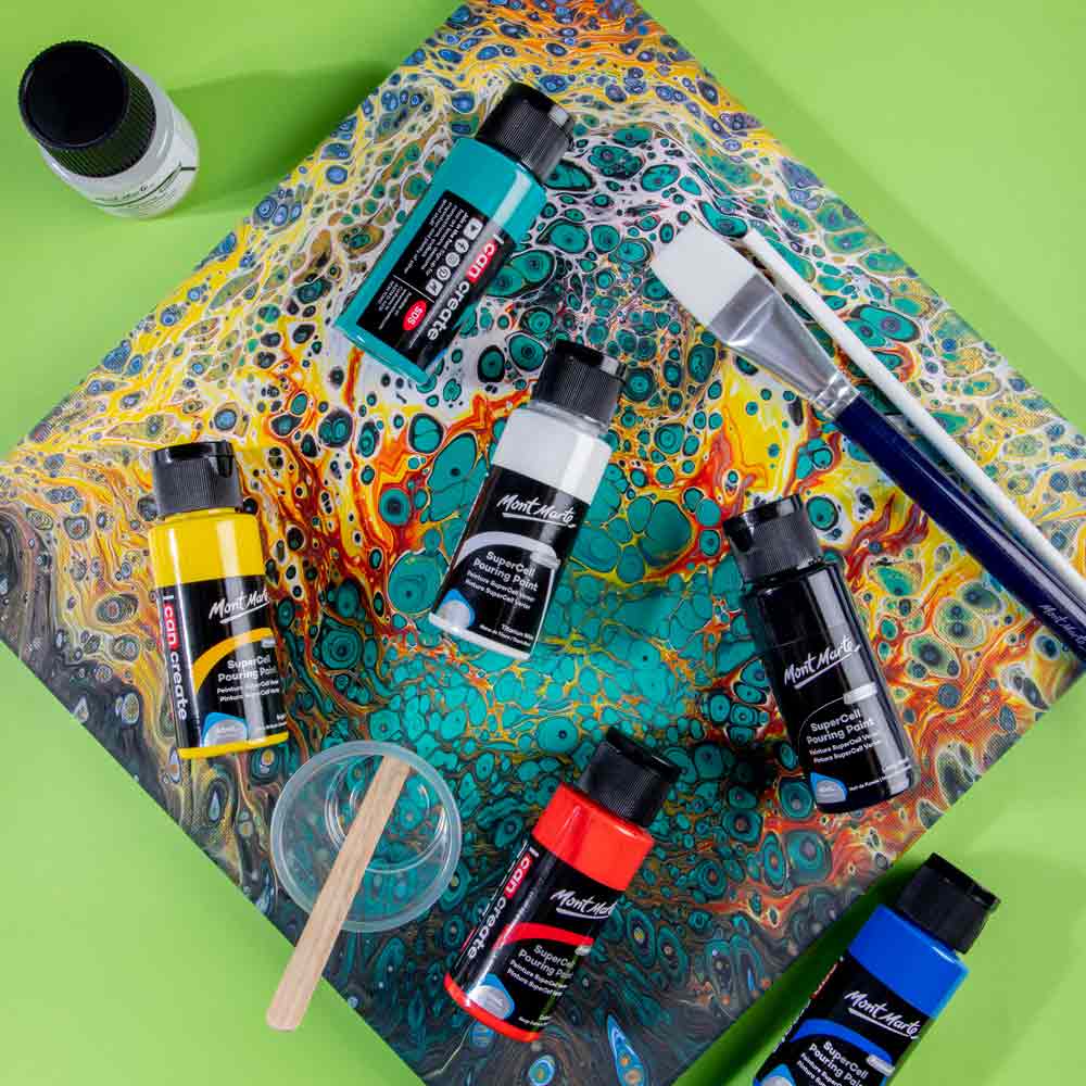 Mont Marte SuperCell Pouring Paint Kit Premium – 67-teiliges Set