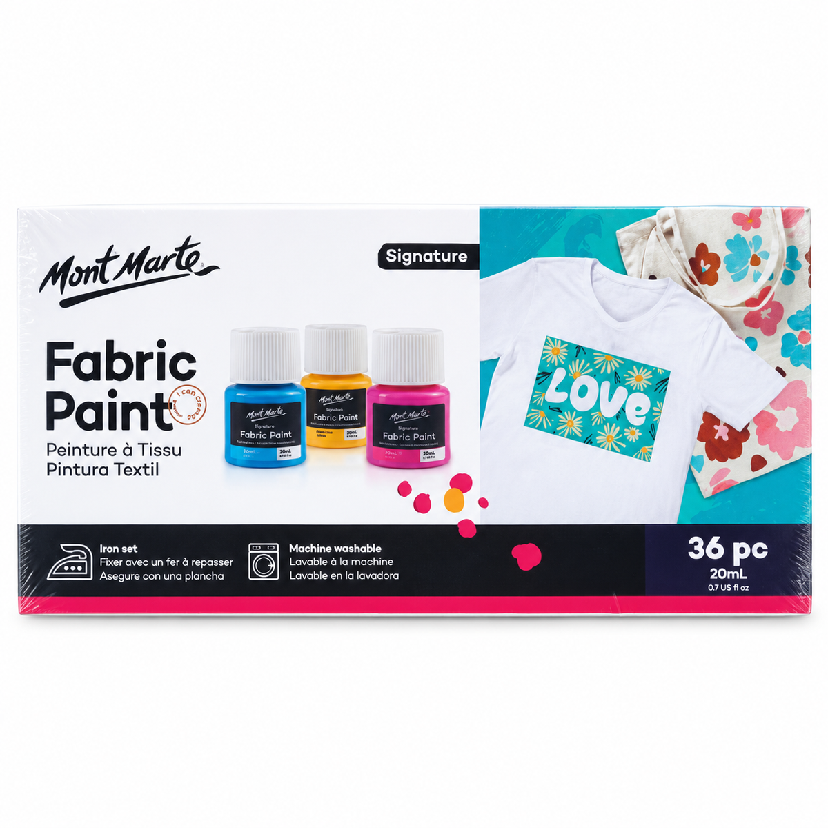 Mont Marte Textilfarben Set – 8 / 12 / 20 / 36 × 20 ml - SETL