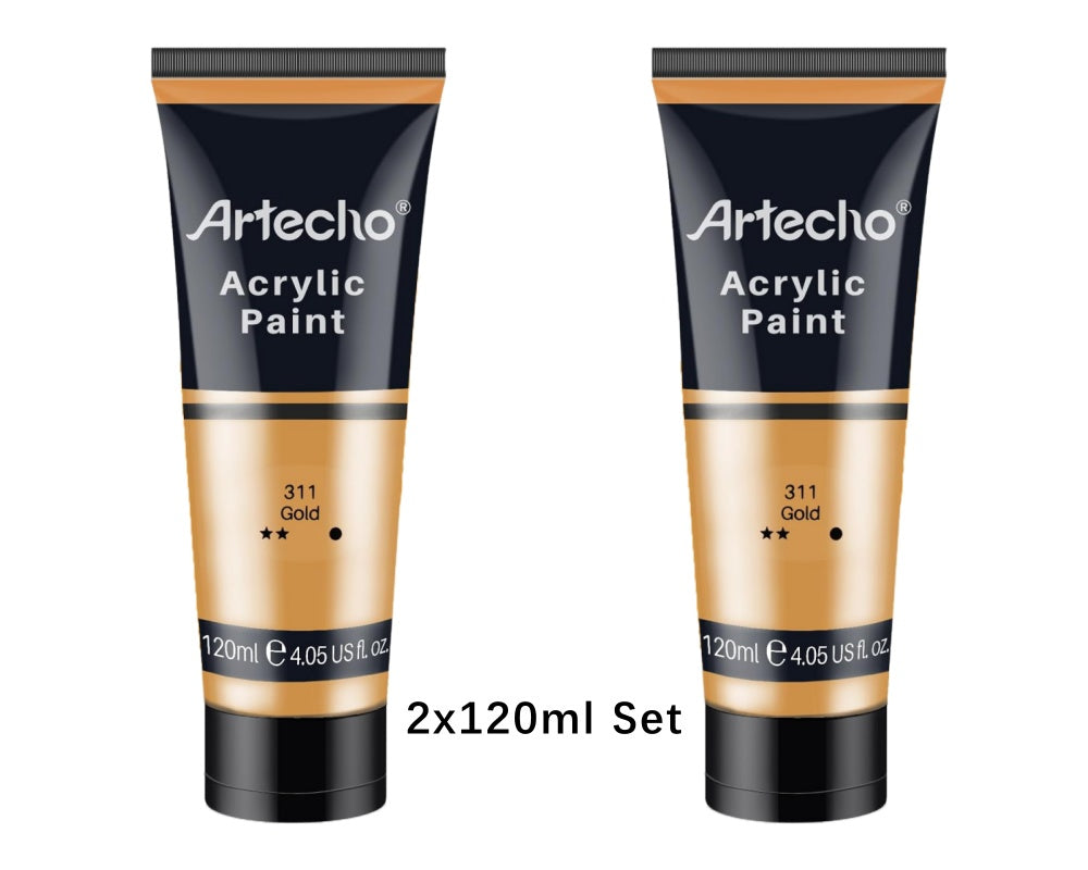 Artecho Acrylfarbe 2 x 120ml – Weiß, Schwarz, Golden, Silber & mehr Farben verfügbar