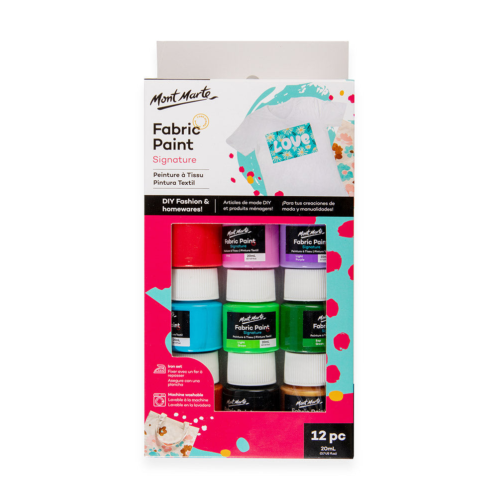 Mont Marte Textilfarben Set - 8 / 12 / 20 x20ml in Dosen - SETL
