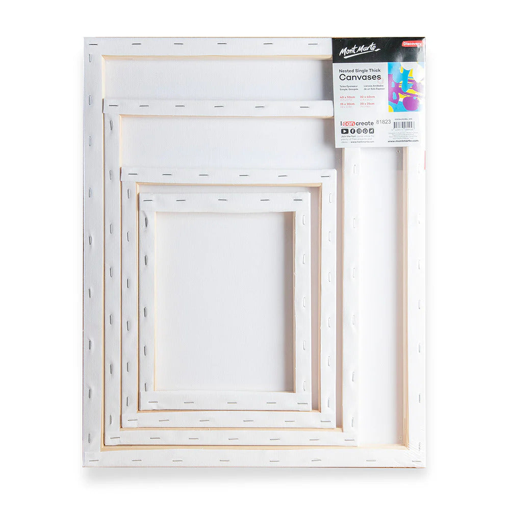 Mont Marte Discovery Leinwand auf Keilrahmen 4er-Set – 20 x 25 bis 40 x 50 cm