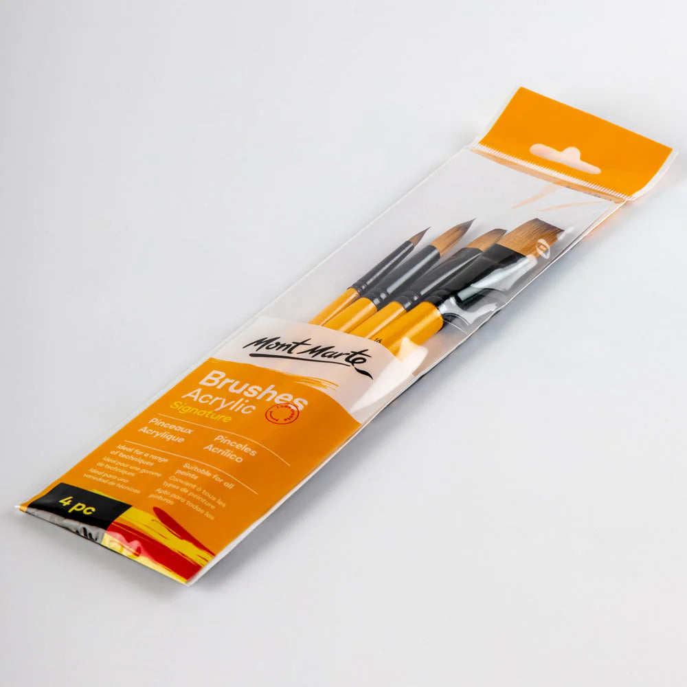 Mont Marte Acrylpinsel Set 4-teilig – Größen 6/10/12/16