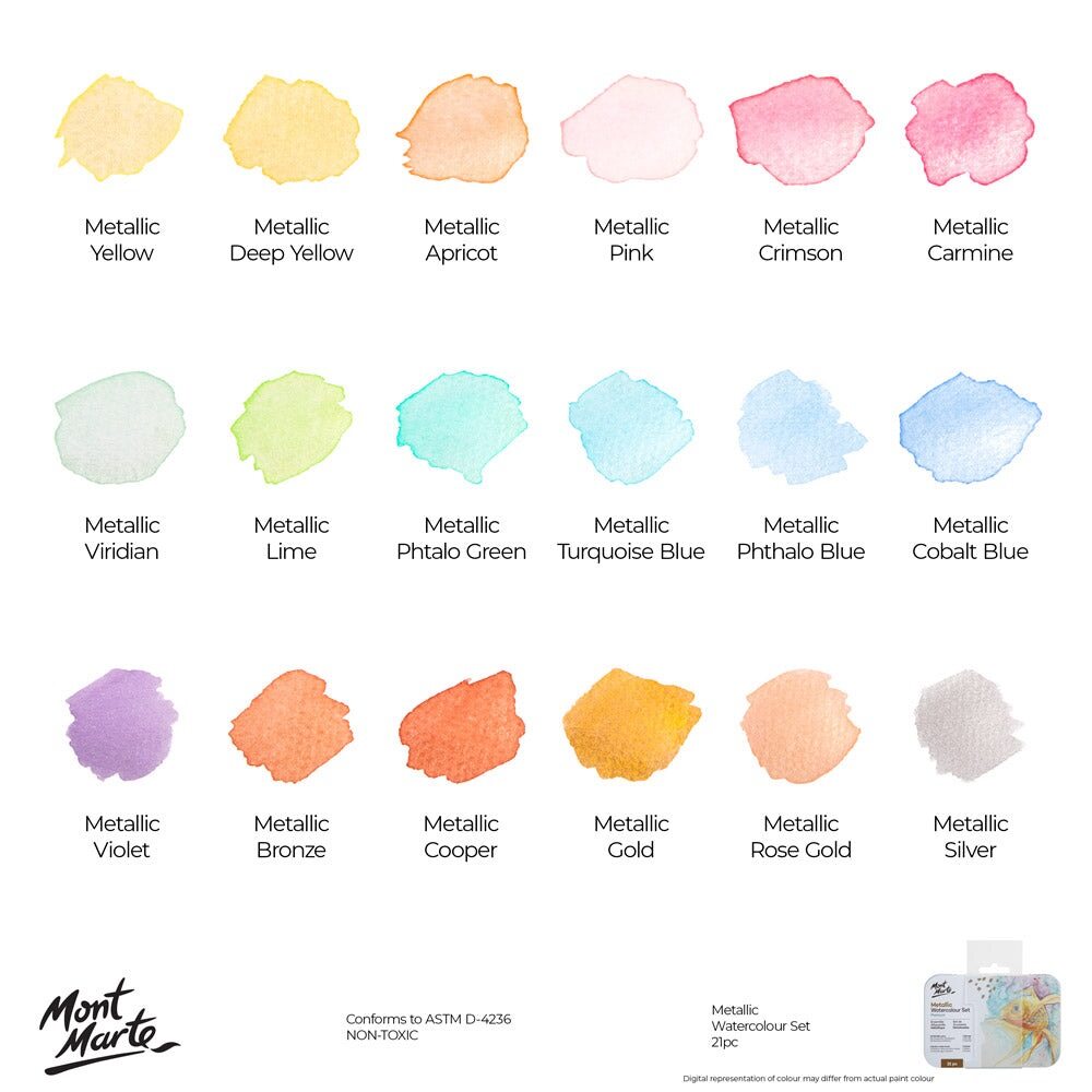 Mont Marte Metallic Aquarell Set 18 farben - SETL