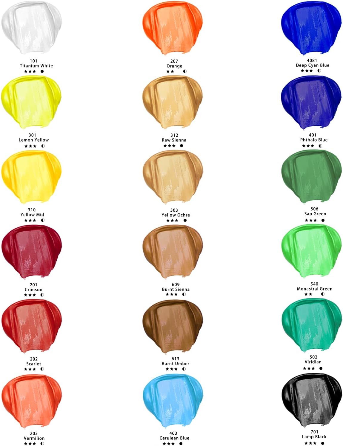 Artecho Acrylfarben Set - 18/ 24 / 48 wasserfeste Farben,  je 36 ml Tuben