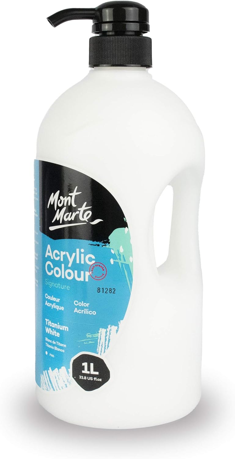 Mont Marte Acrylfarbe 1000 ml – Farbe wählbar in Weiß / Schwarz - SETL