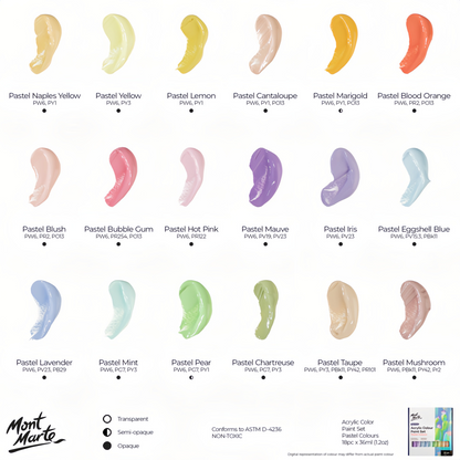 Mont Marte Acrylfarben Set Pastell- 18x36ml in Tuben