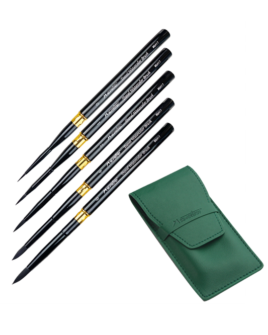 MAIRTINI TravelMate Aquarellpinsel – Reiseset Grün Nr.0/1/2/4/6 - SETL