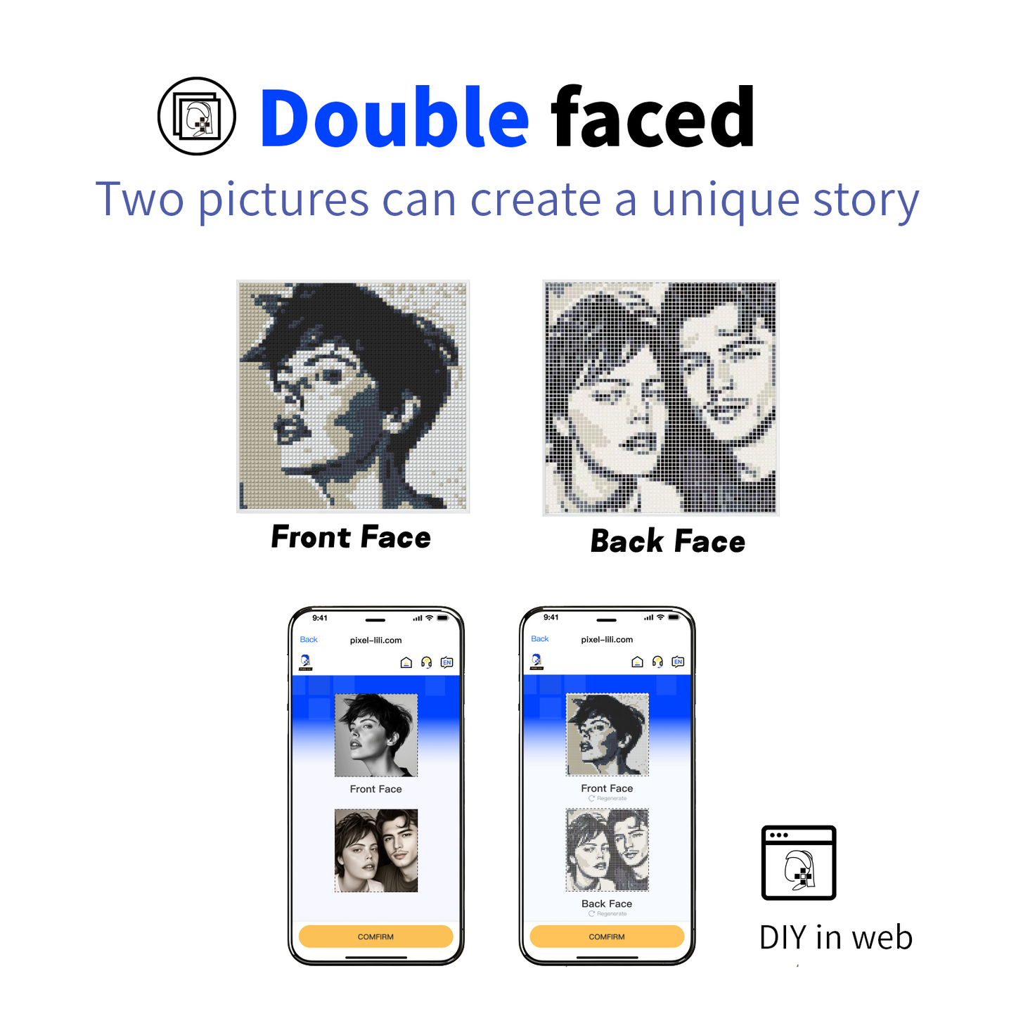 Doppelseitiges Pixel 3D Puzzle