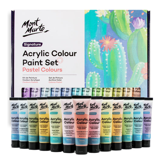 Mont Marte Acrylfarben Set Pastell- 12 / 18 / 24 / 48 Farben x 36ml in Tuben - SETL