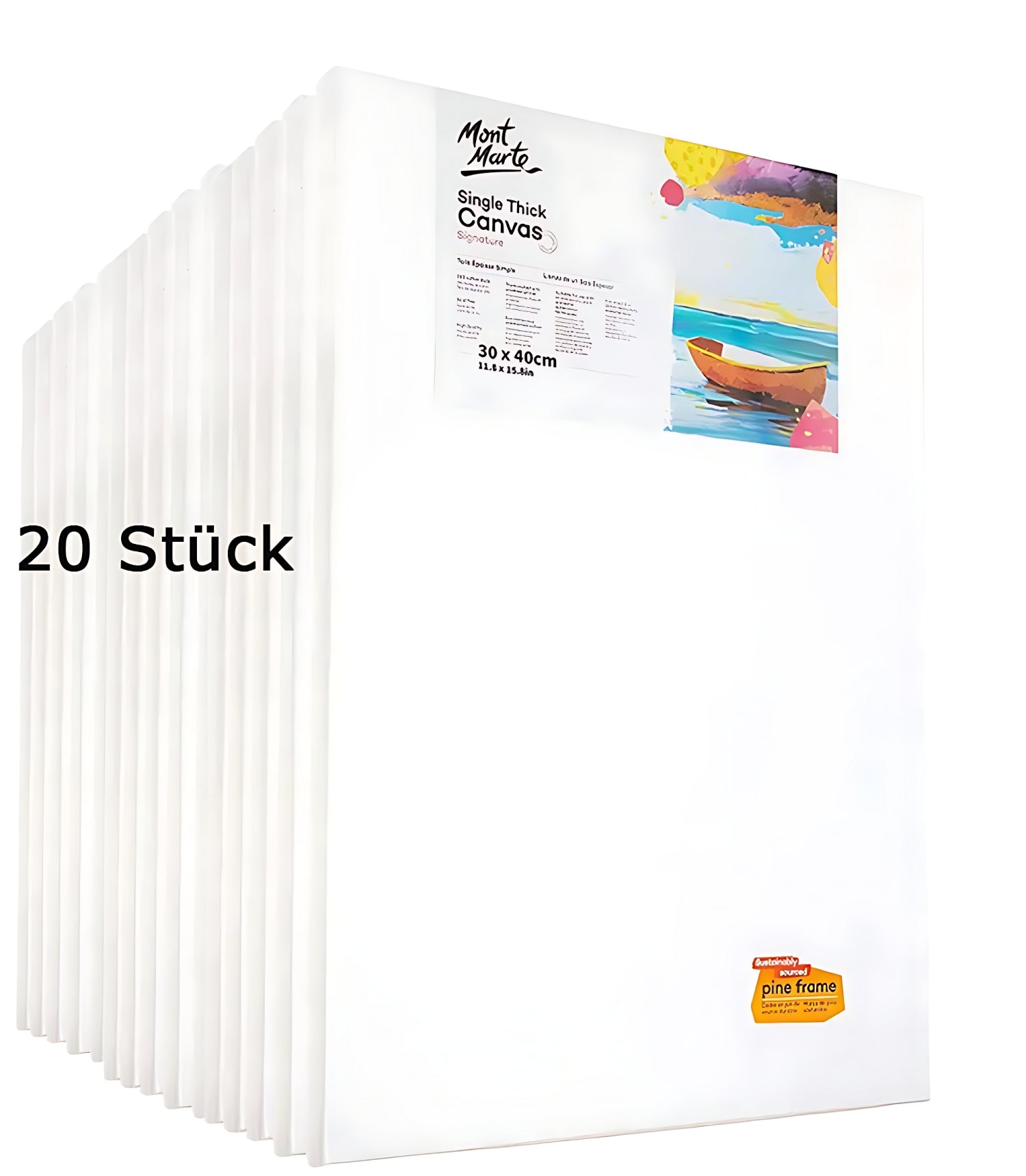 Mont Marte Keilrahmen Leinwand Set aus Baumwolle, 280 g/m², dreifach vorgrundiert - verschiedene Größen - SETL