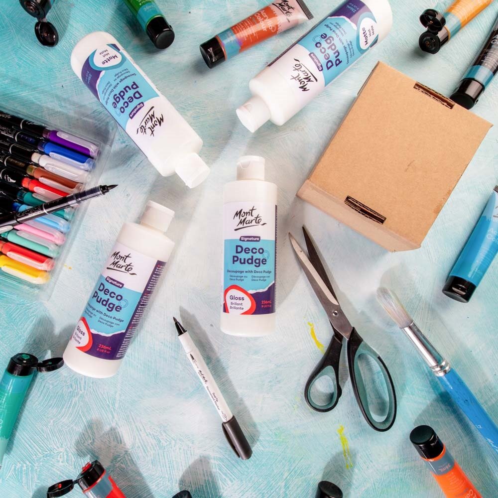 Mont Marte Deco Pudge Gloss 236ml – 3 in 1 Kleber, Versiegelung & Lack - SETL