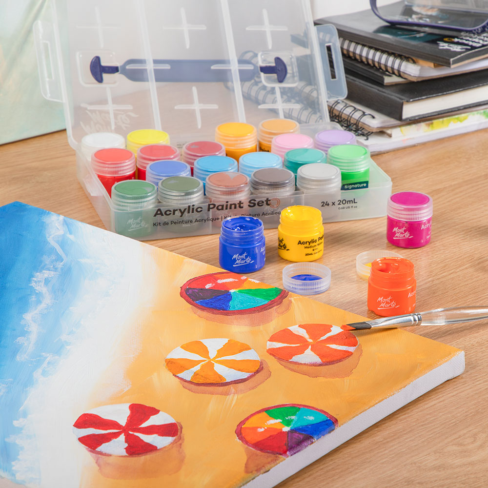Mont Marte Acrylfarben Set im Koffer – 12 / 24 x 20 ml - SETL