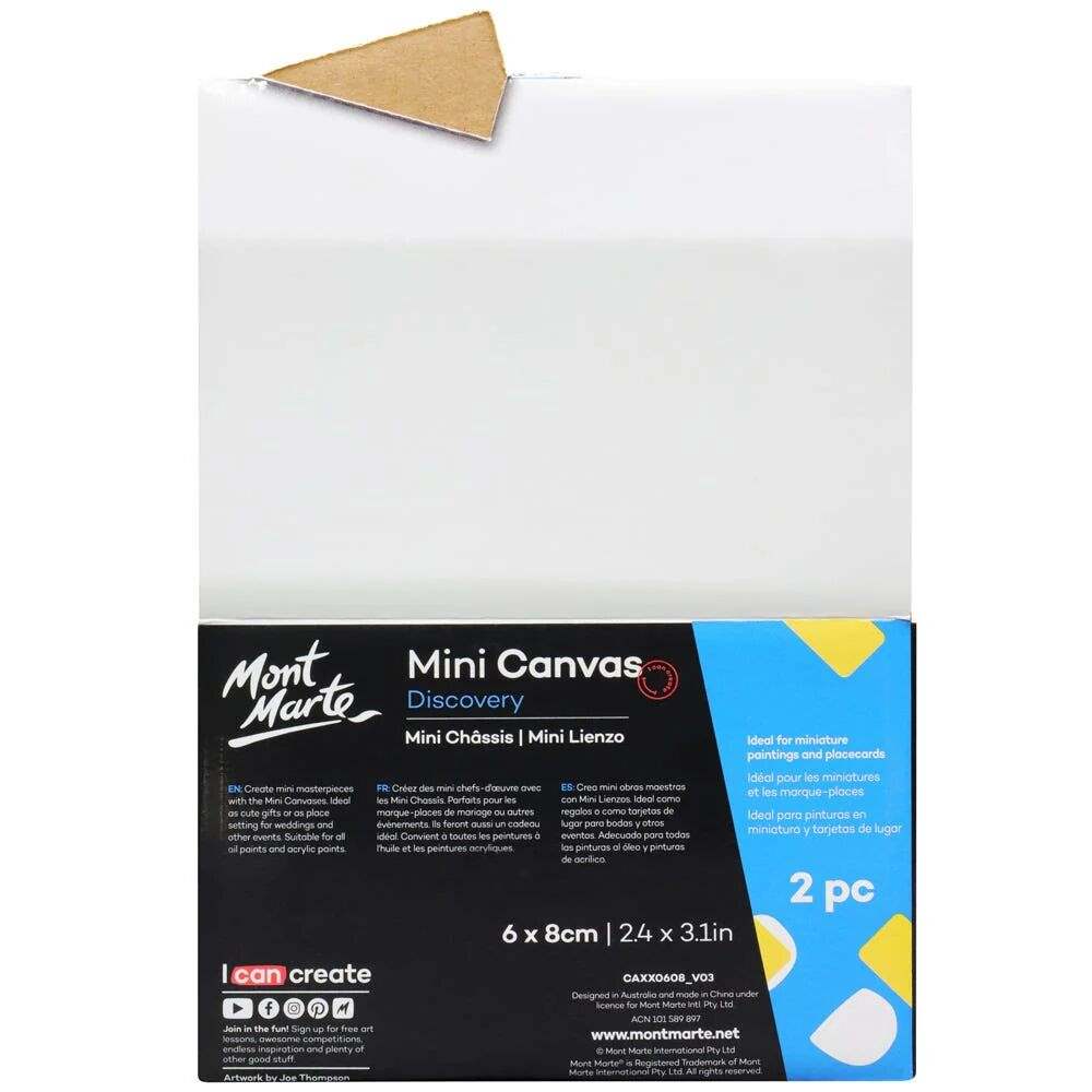 Mont Marte Discovery Mini Leinwand 6 x 8 cm, 2er Set