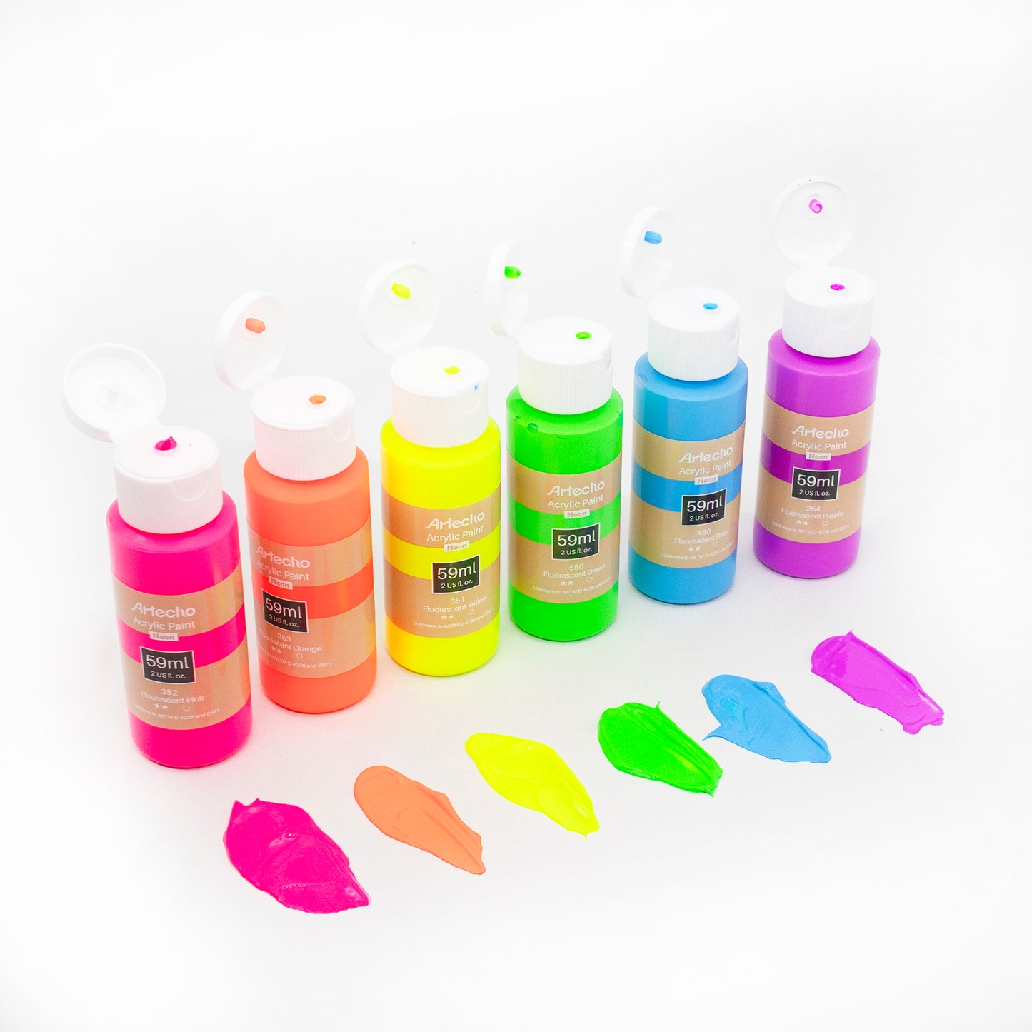 Artecho Acrylfarben Set Neon - 6x59ml in Flaschen