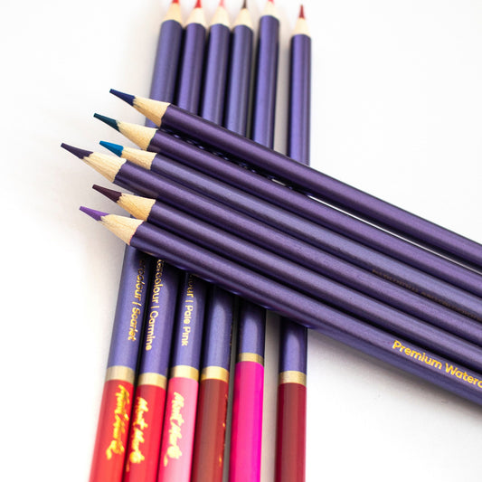 Mont Marte Premium Aquarellstifte – 36 Farben mit Pinsel im Metall-Etui