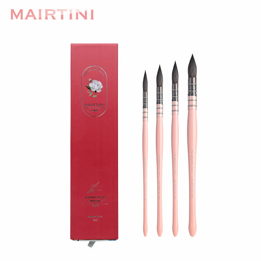MAIRTINI Brilliant Rays Aquarellpinsel-Set – 4 Eichhörnchenhaar-Rundpinsel