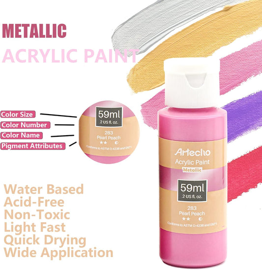Artecho Acrylfarben Set Metallic -  12× 59 ml in Flaschen