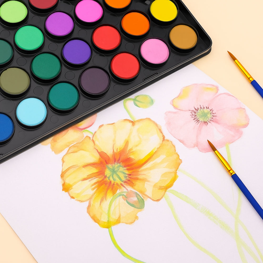 Artecho Aquarellfarben Set - 36 Farben mit 3 Pinseln