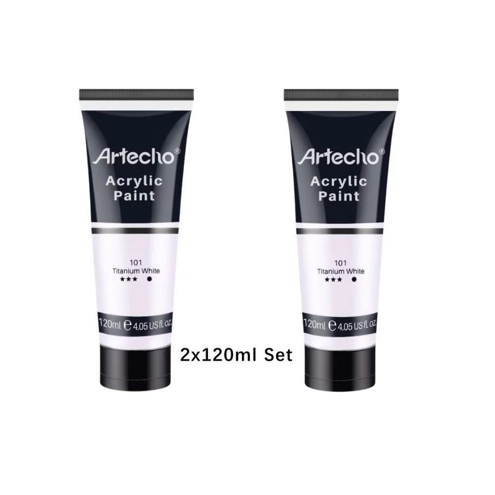 Artecho Acrylfarbe 2 x 120ml – Weiß, Schwarz, Golden, Silber & mehr Farben verfügbar - SETL