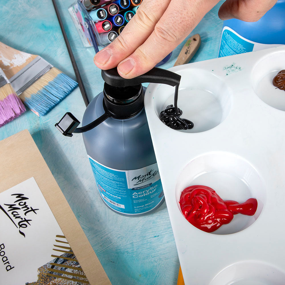 Mont Marte Acrylfarbe 1000 ml – Farbe wählbar in Weiß / Schwarz - SETL