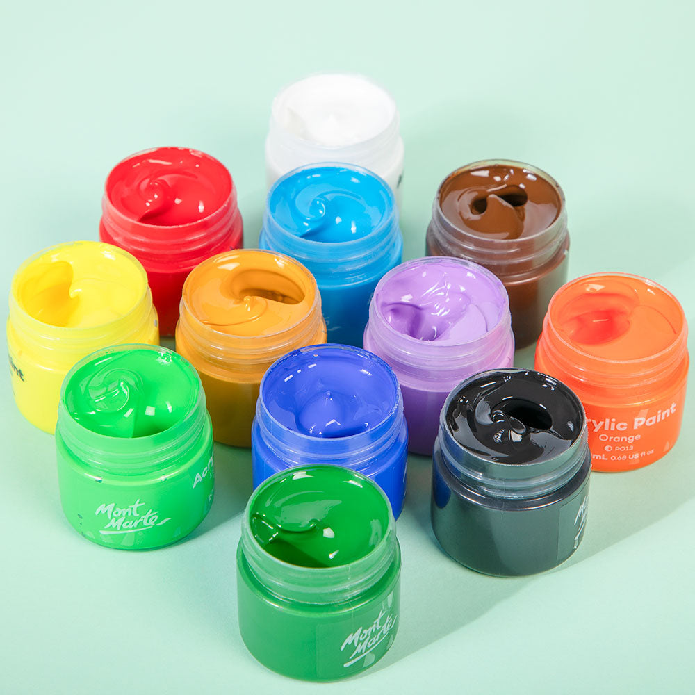 Mont Marte Acrylfarben Set im Koffer – 12 / 24 x 20 ml - SETL