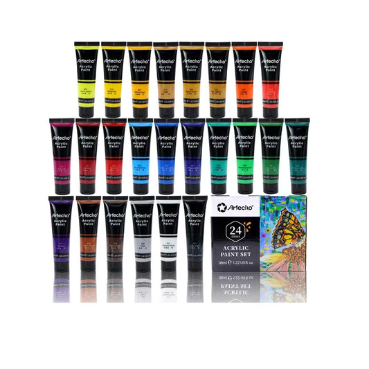 Artecho Acrylfarben Set - 18/ 24 / 48 wasserfeste Farben,  je 36 ml Tuben - SETL