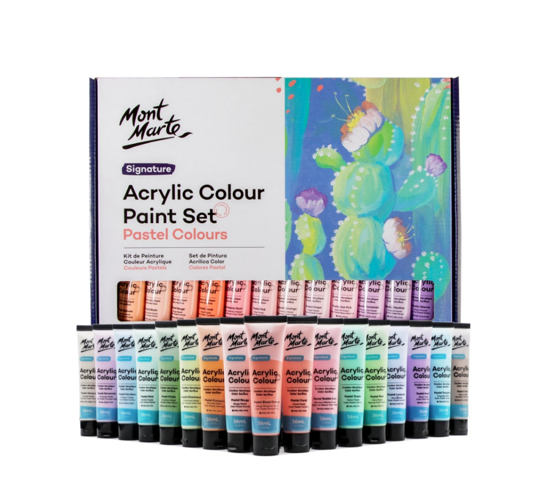 Mont Marte Acrylfarben Set Pastell- 12 / 18 / 24 / 48 Farben x 36ml in Tuben