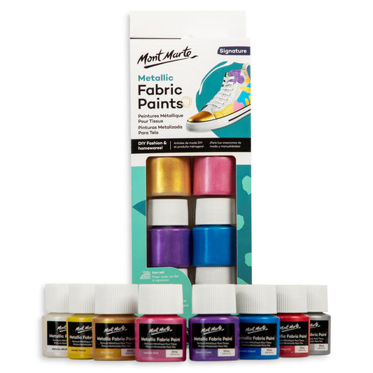 Mont Marte Metallic Textilfarbe Set 8 x 20ml - SETL