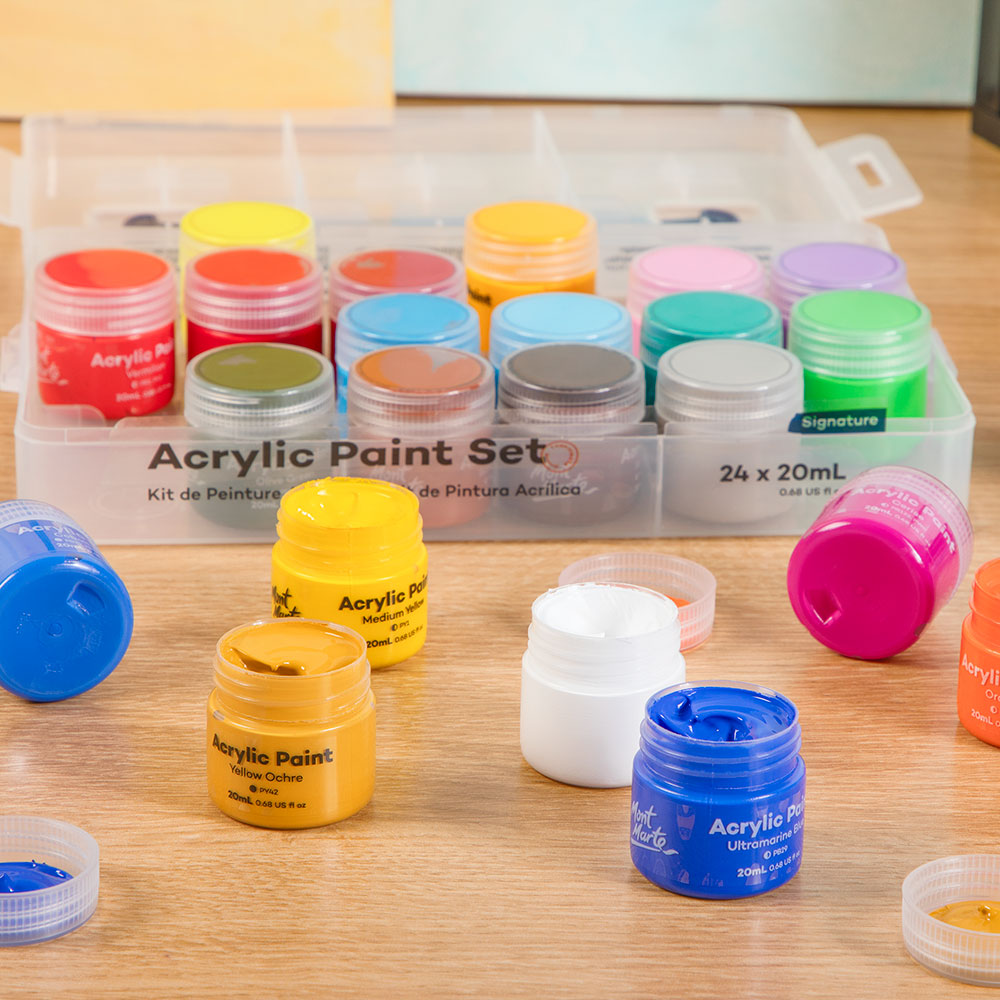 Mont Marte Acrylfarben Set im Koffer – 12 / 24 x 20 ml - SETL