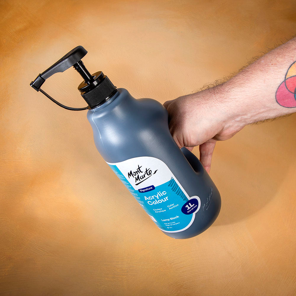 Mont Marte Acrylfarbe 1000 ml – Farbe wählbar in Weiß / Schwarz - SETL
